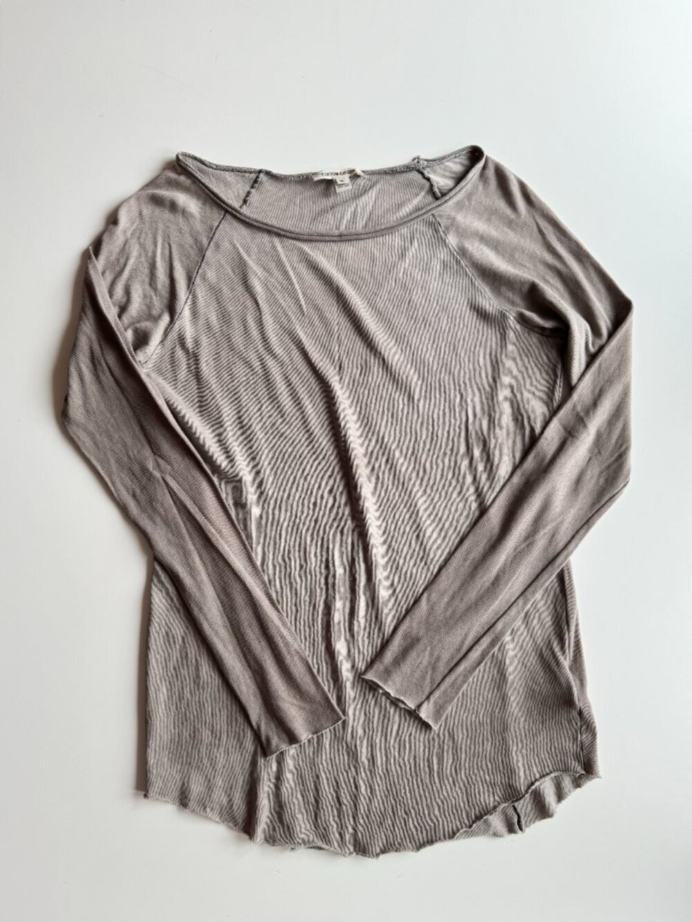COTTON CITIZEN Vintage Taupe Grey Cotton Scoop Neck Raglan T-Shirt Top, Size S - Picture 5 of 11